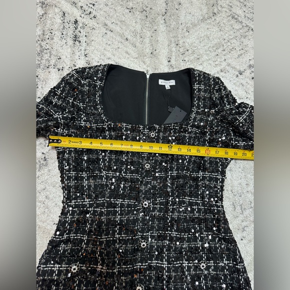 Gianni Bini Black Tweed Sequin Long Sleeve Dress New With Tags Size 8 - Picture 7 of 15